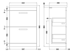 Reina 600mm Floor Standing 2-Drawer Vanity