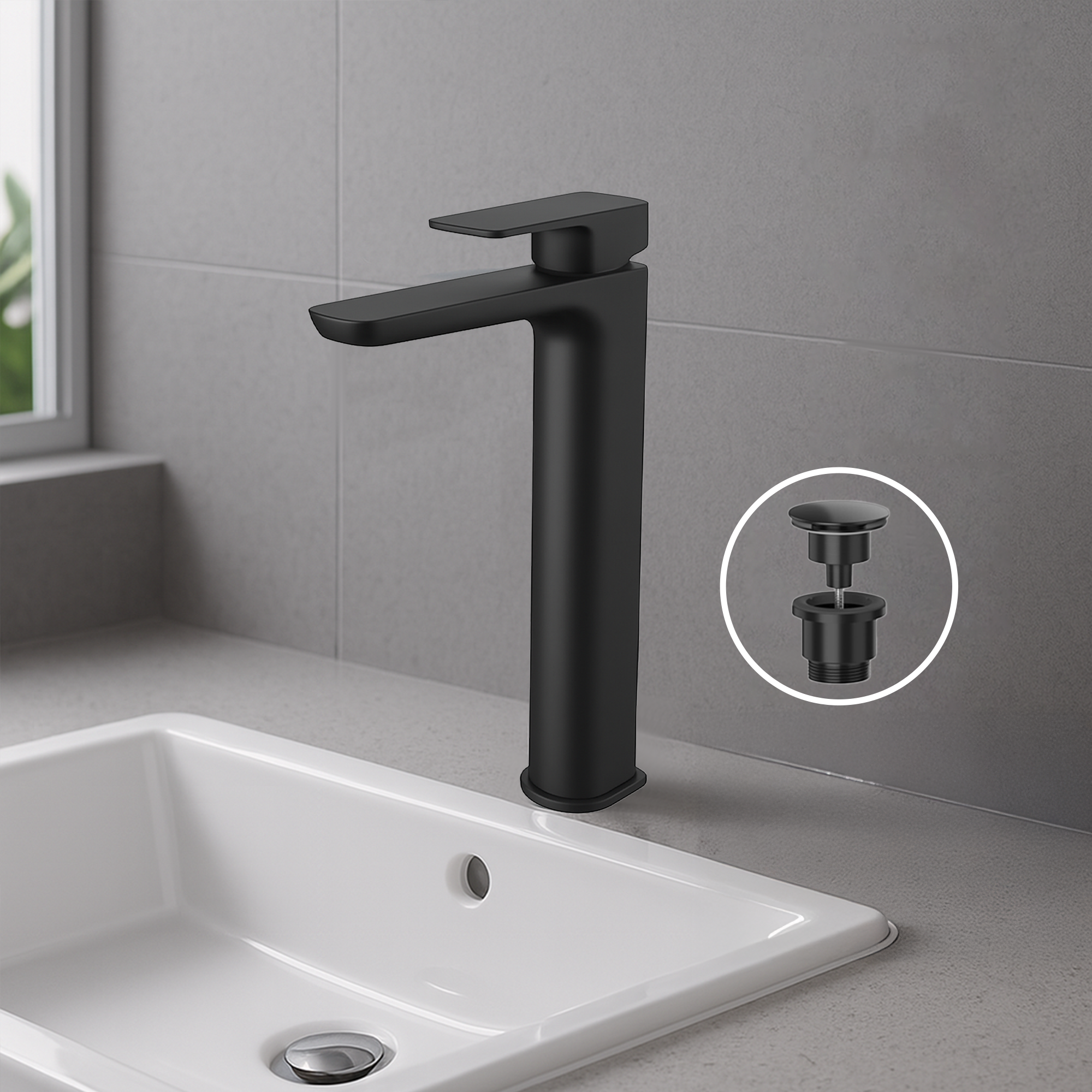 Capri Black Tall Basin Mixer Tap – Contemporary Design