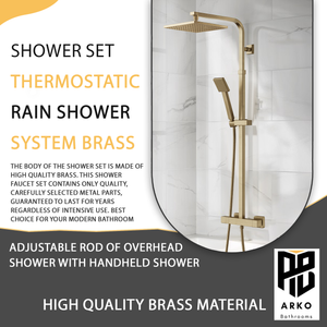 Modern Square Thermostatic Shower – Brass