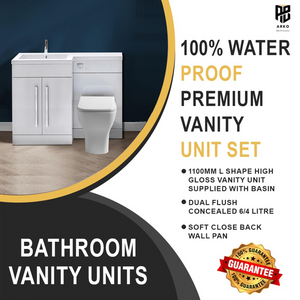 Arko Tana 1100mm Bathroom Vanity Unit Set Basin Sink Toilet WC Right Hand Furniture Storage - White