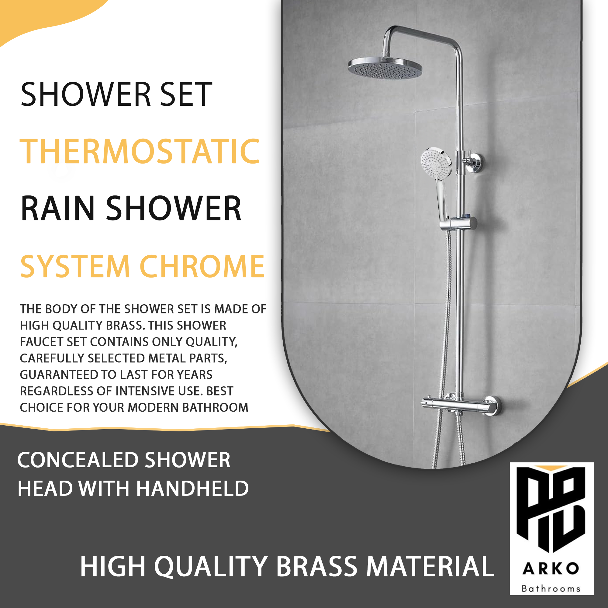 Modern Round Thermostatic Shower – Chrome
