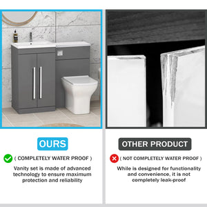 Arko Tana 1100mm Bathroom Vanity Unit Set Basin Sink Toilet WC Right Hand Furniture Storage - Grey