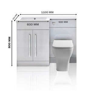 Arko Tana 1100mm Bathroom Vanity Unit Set Basin Sink Toilet WC Right Hand Furniture Storage - White