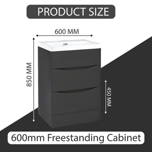 Arko Bathroom Furniture Set 600mm Vanity Unit with Basin, BTW WC Unit with Soft-Close Seat & 1500mm Tall Storage Cabinet – Black
