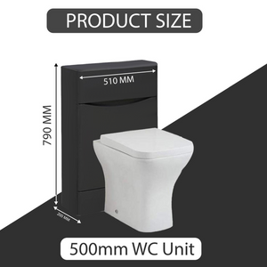 Arko Bathroom Furniture Set 600mm Vanity Unit with Basin, BTW WC Unit with Soft-Close Seat & 1500mm Tall Storage Cabinet – Black
