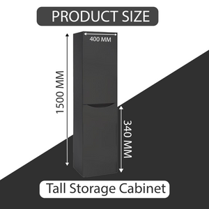 Arko Bathroom Furniture Set 600mm Vanity Unit with Basin, BTW WC Unit with Soft-Close Seat & 1500mm Tall Storage Cabinet – Black