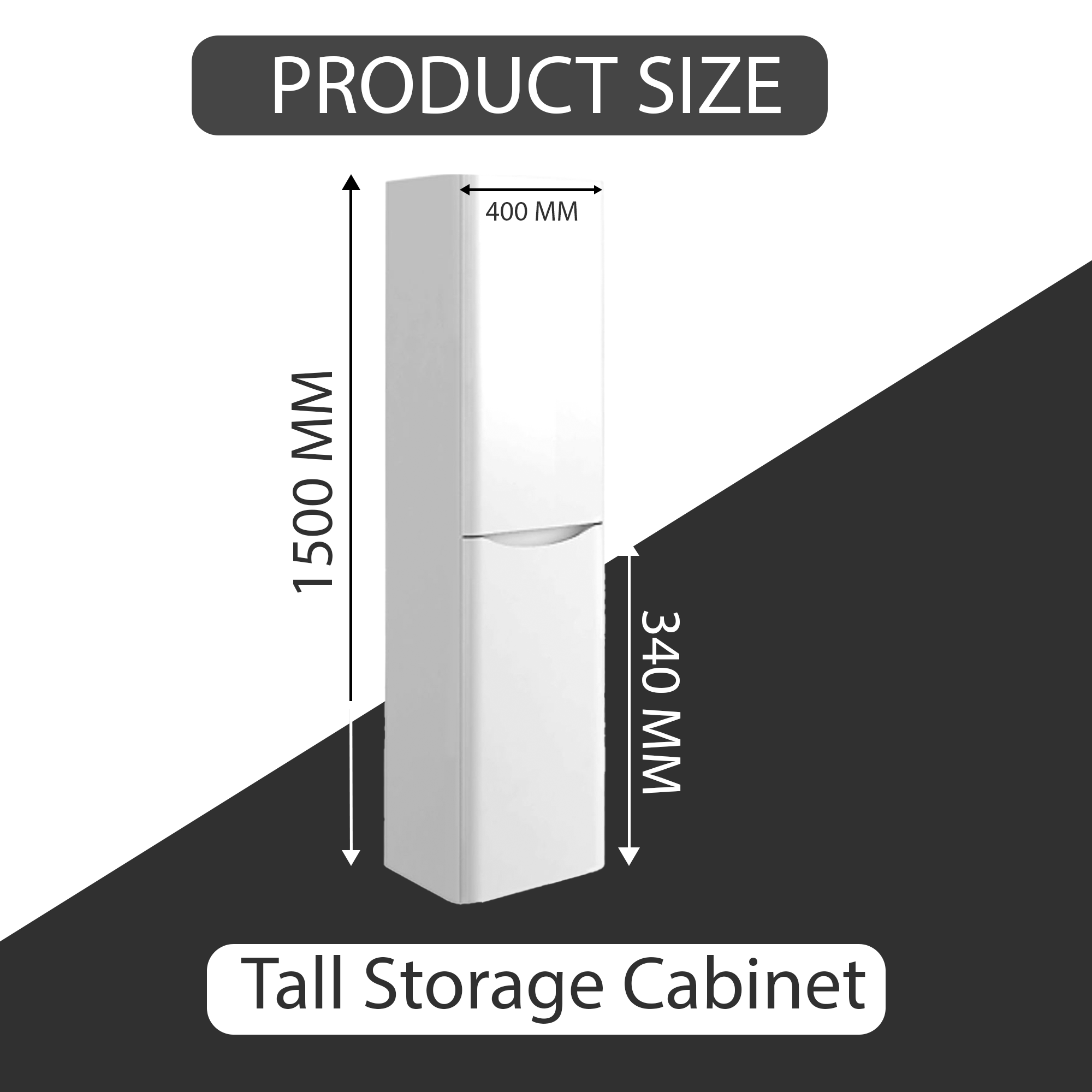 Arko Bathroom Furniture Set 600mm Vanity Unit with Basin, BTW WC Unit with Soft-Close Seat & 1500mm Tall Storage Cabinet –White
