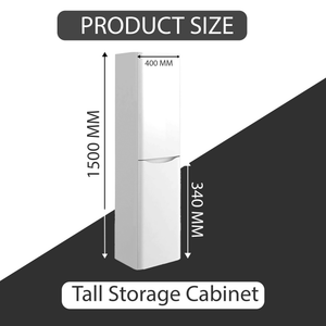 Arko Bathroom Furniture Set 600mm Vanity Unit with Basin, BTW WC Unit with Soft-Close Seat & 1500mm Tall Storage Cabinet –White