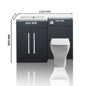 Arko Tana 1100mm Bathroom Vanity Unit Set Basin Sink Toilet WC Right Hand Furniture Storage - Anthracite