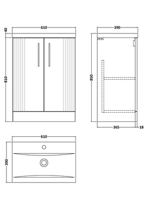 Eco 600mm Floor Standing 2-Door Vanity