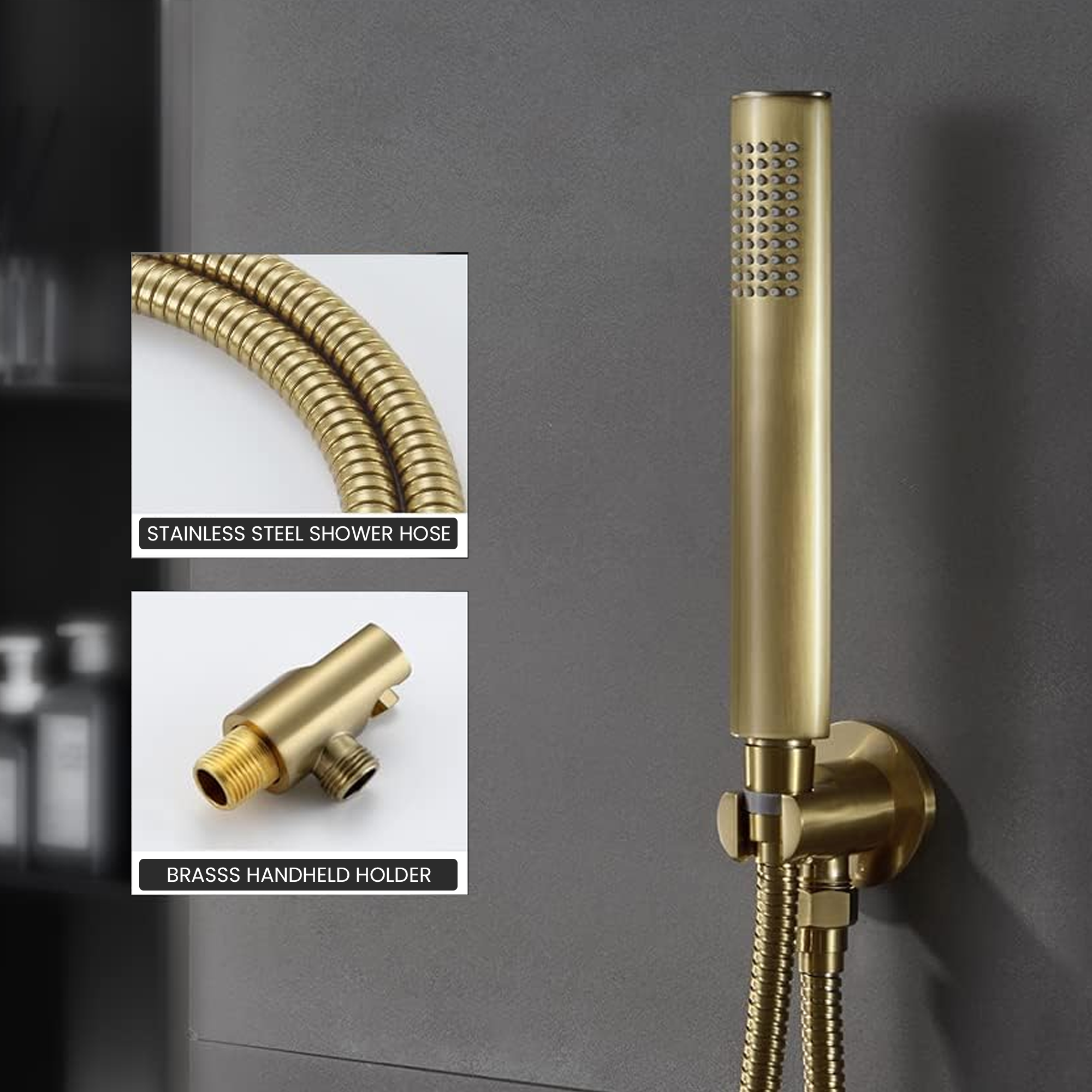 Brass Round Concealed Thermostatic Shower Pack with Head + Handset