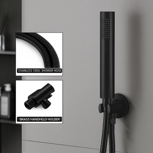 Black Round Concealed Thermostatic Shower Pack with Head + Handset