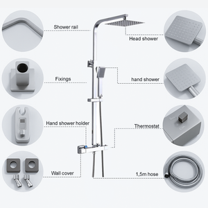 Modern Square Thermostatic Shower – Chrome
