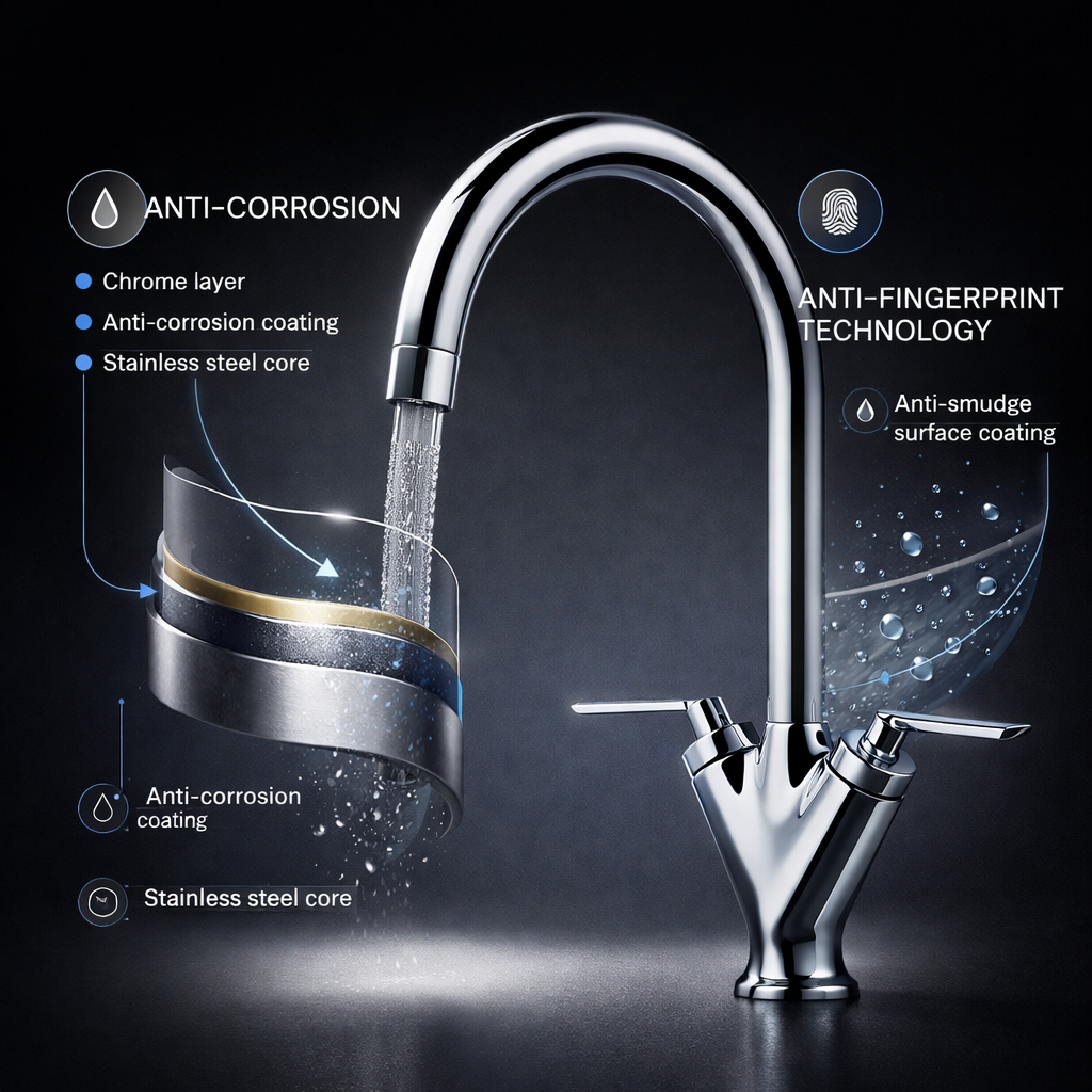 Arko OLICANA Dual Lever Mono Kitchen Sink Basin Mixer Tap - Chrome