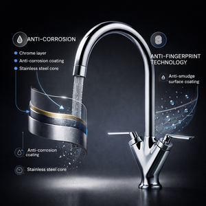 Arko OLICANA Dual Lever Mono Kitchen Sink Basin Mixer Tap - Chrome