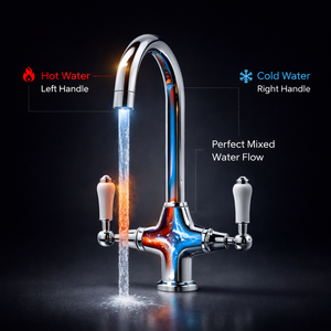 Arko Harrogate Twin Lever Kitchen Sink Mixer Tap Swivel Spout - Chrome
