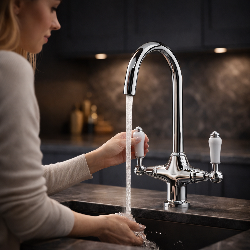 Arko Harrogate Twin Lever Kitchen Sink Mixer Tap Swivel Spout - Chrome