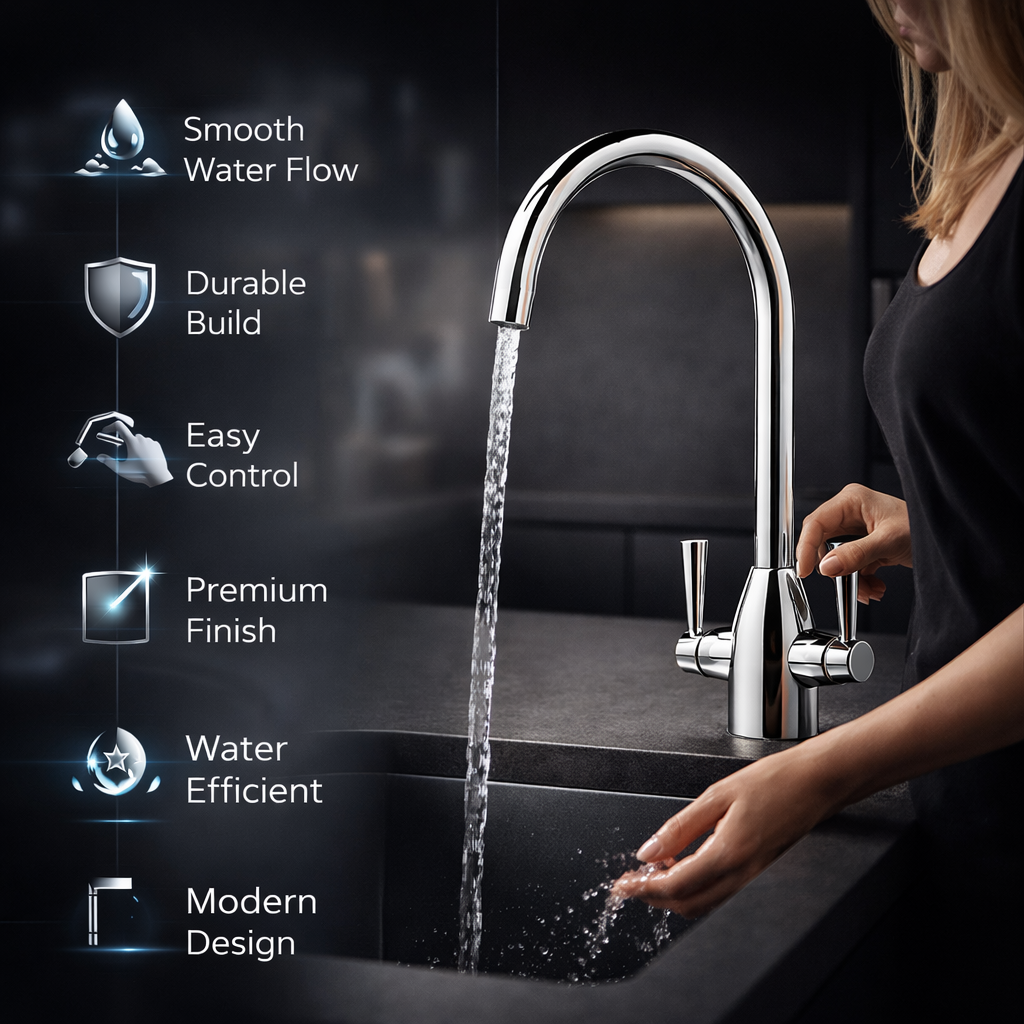 Arko Marlo Mono Mixer Kitchen Tap with Dual Lever & Swivel Spout - Chrome