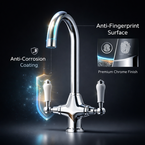 Arko Harrogate Twin Lever Kitchen Sink Mixer Tap Swivel Spout - Chrome