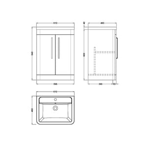 Para 600mm Floor Standing 2-Door Vanity