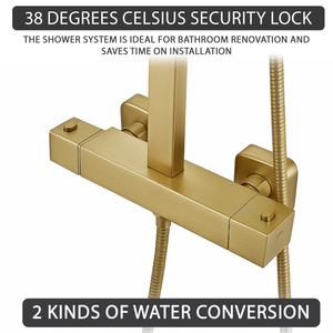Modern Square Thermostatic Shower – Brass