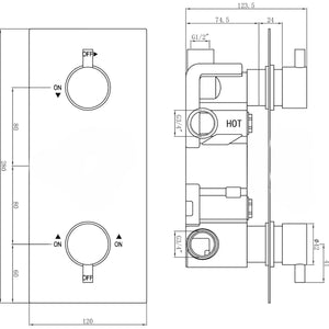 Chrome Round Concealed Thermostatic Shower Pack with Head + Handset