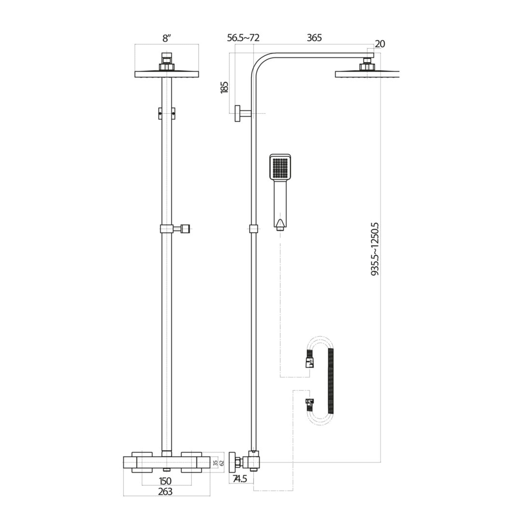 Modern Square Thermostatic Shower – Chrome