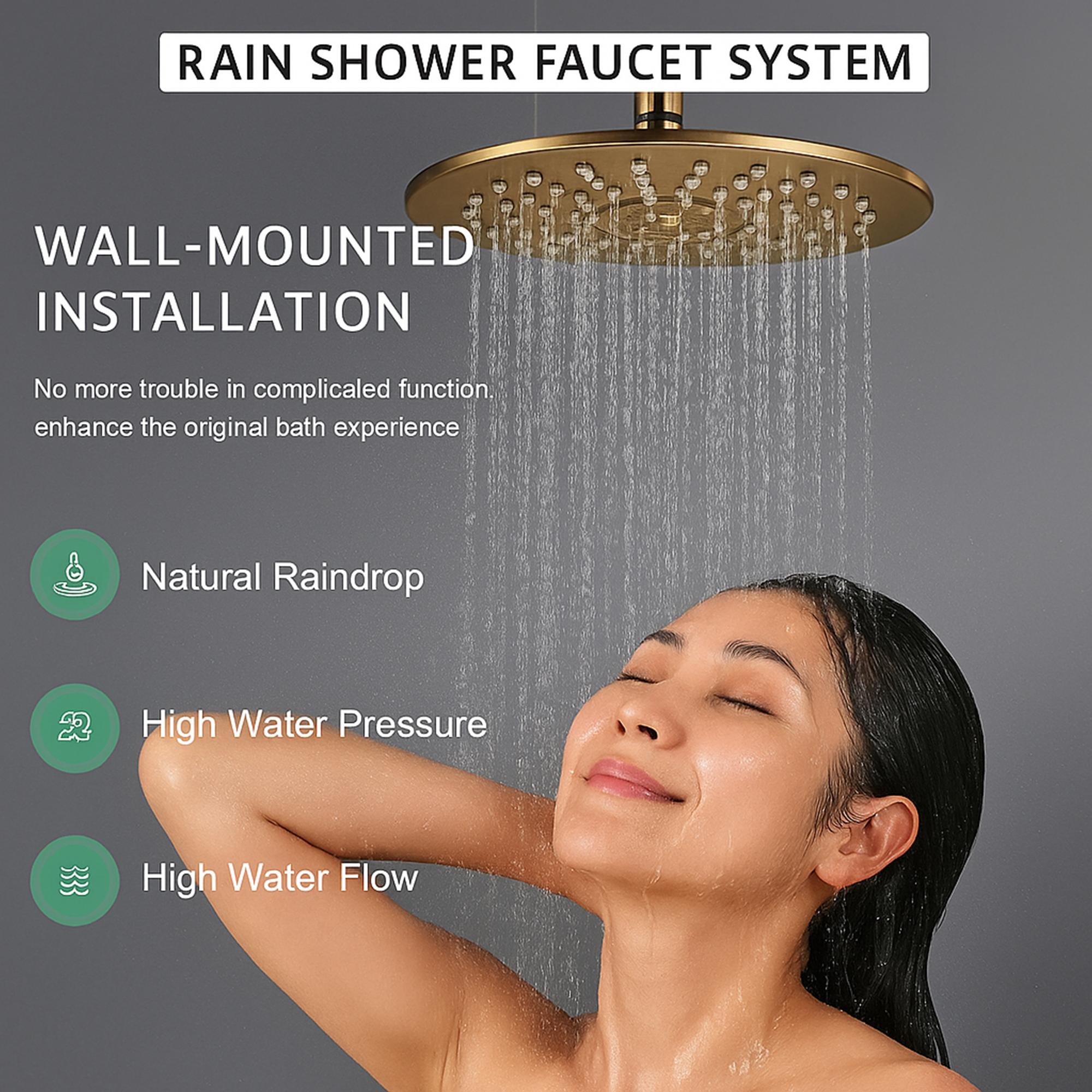 Brass Round Concealed Thermostatic Shower Pack with Head + Handset
