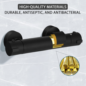 Modern Round Thermostatic Shower - Matt Black