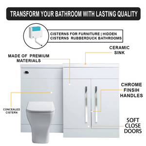Arko Tana 1100mm Bathroom Vanity Unit Set Basin Sink Toilet WC Right Hand Furniture Storage - White