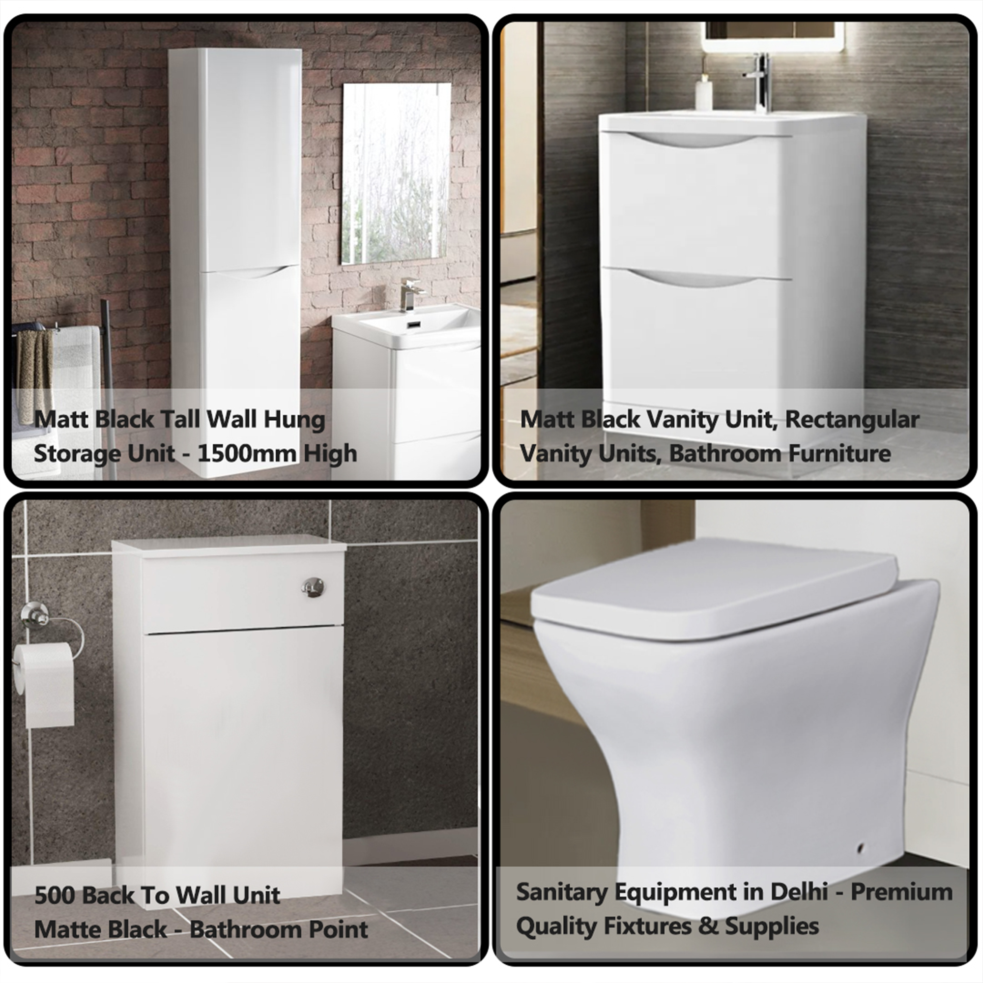 Arko Bathroom Furniture Set 600mm Vanity Unit with Basin, BTW WC Unit with Soft-Close Seat & 1500mm Tall Storage Cabinet –White