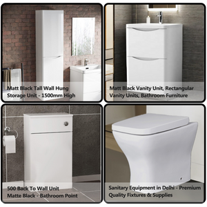 Arko Bathroom Furniture Set 600mm Vanity Unit with Basin, BTW WC Unit with Soft-Close Seat & 1500mm Tall Storage Cabinet –White