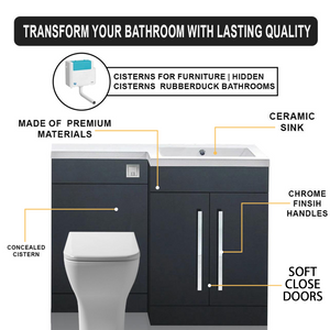 Arko Tana 1100mm Bathroom Vanity Unit Set Basin Sink Toilet WC Right Hand Furniture Storage - Anthracite