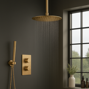 Brass Round Concealed Thermostatic Shower Pack with Head + Handset