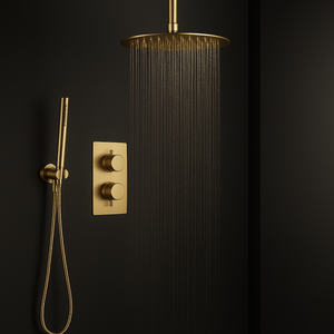 Brass Round Concealed Thermostatic Shower Pack with Head + Handset