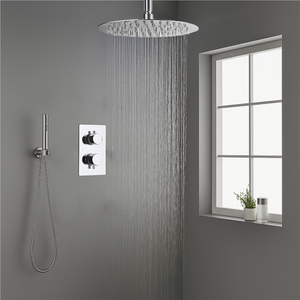 Chrome Round Concealed Thermostatic Shower Pack with Head + Handset