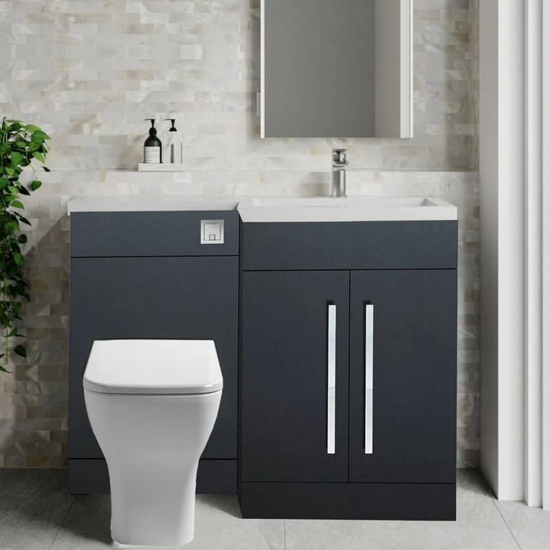 Arko Tana 1100mm Bathroom Vanity Unit Set Basin Sink Toilet WC Right Hand Furniture Storage - Anthracite
