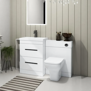 Arko 600mm Vanity Unit Bathroom Furniture Set with Basin, Concealed Toilet Pan & Soft-Close Seat – White