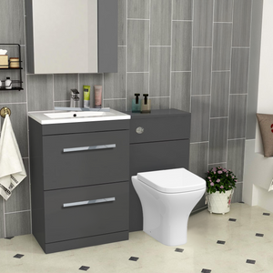 Arko 600mm Vanity Unit Bathroom Furniture Set with Basin, Concealed Toilet Pan & Soft-Close Seat – Anthracite
