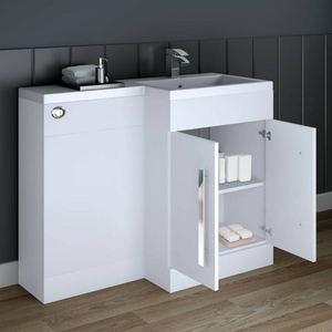 Arko Tana 1100mm Bathroom Vanity Unit Set Basin Sink Toilet WC Right Hand Furniture Storage - White
