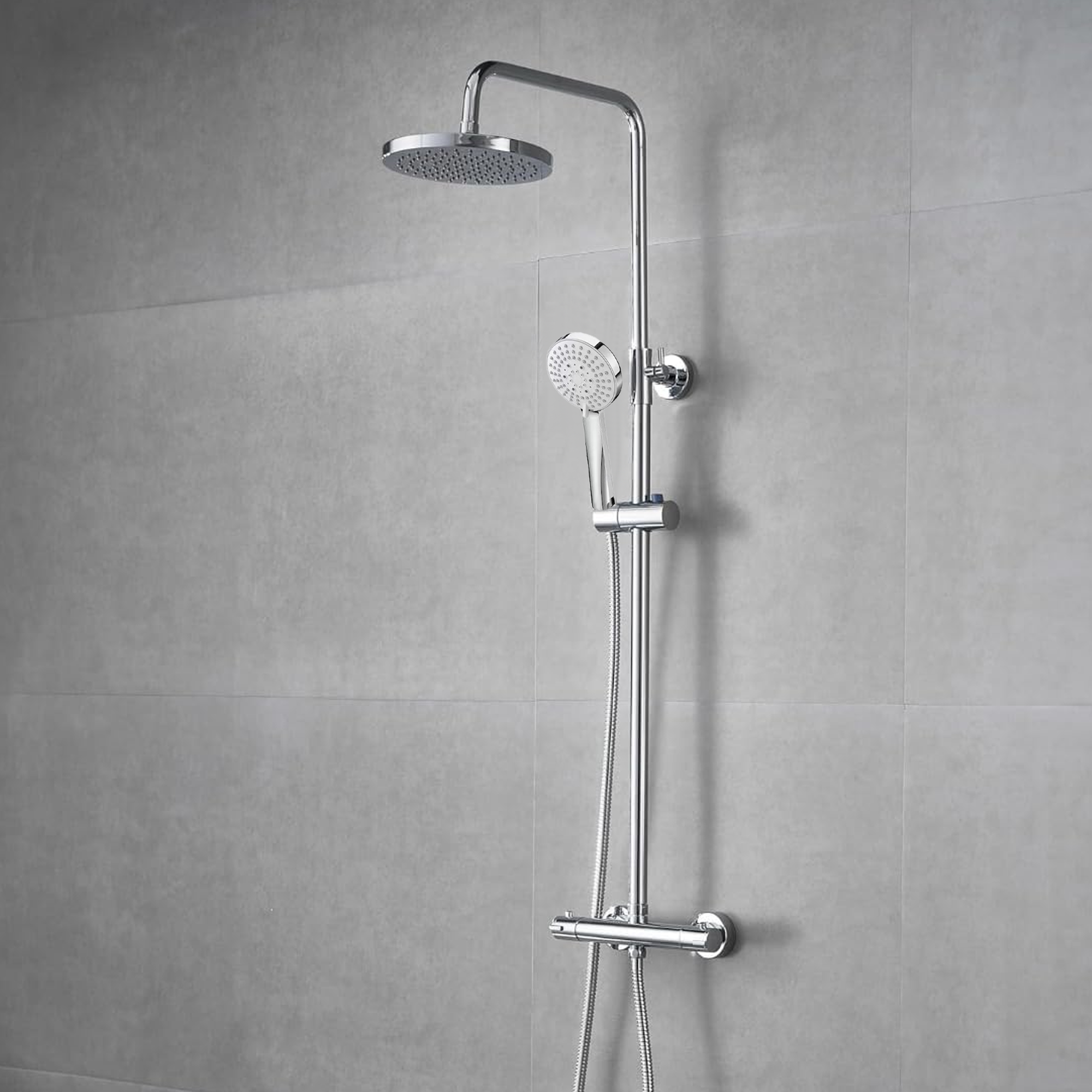 Modern Round Thermostatic Shower – Chrome