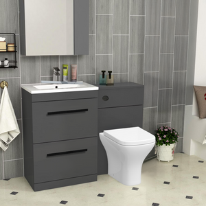 Arko 600mm Vanity Unit Bathroom Furniture Set with Basin, Concealed Toilet Pan & Soft-Close Seat – Anthracite