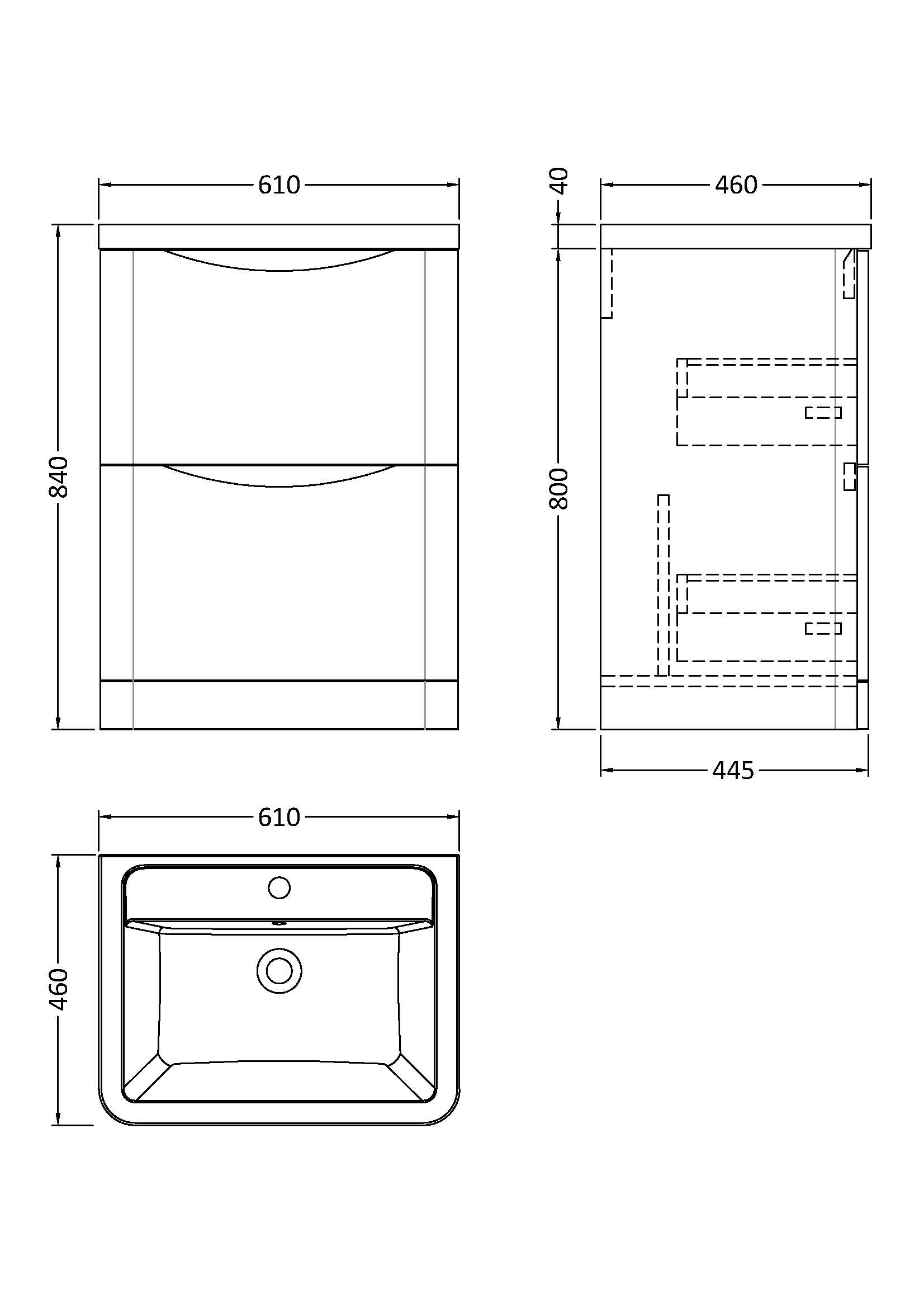 Luna 600mm Floor Standing 2-Drawer Vanity