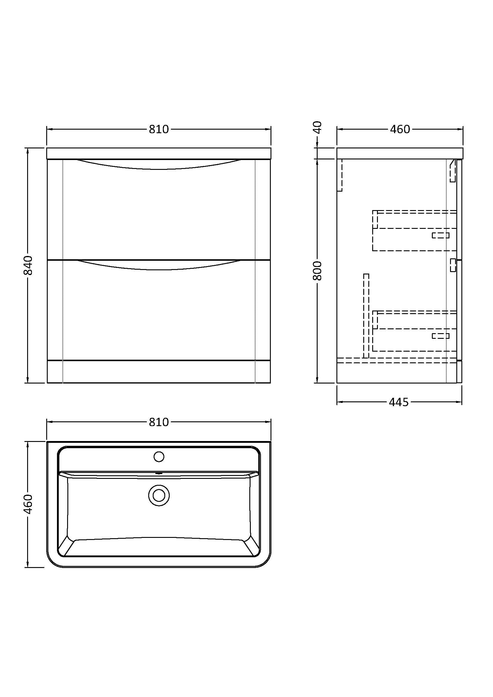 Luna 800mm Floor Standing 2-Drawer Vanity