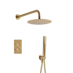 Brass Round Concealed Thermostatic Shower Pack with Head + Handset