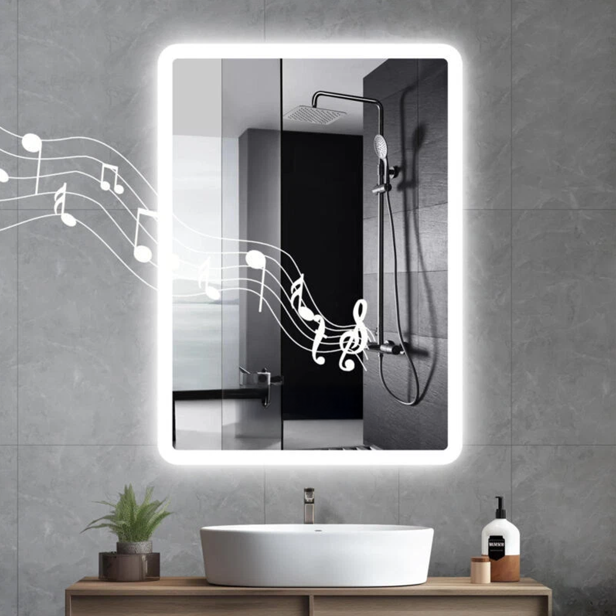 Arko 500x700mm LED Bathroom Mirror with Bluetooth Wall Mounted – Illuminated Vanity Mirror