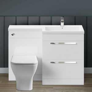 Arko 600mm Vanity Unit Bathroom Furniture Set with Basin, Concealed Toilet Pan & Soft-Close Seat – White