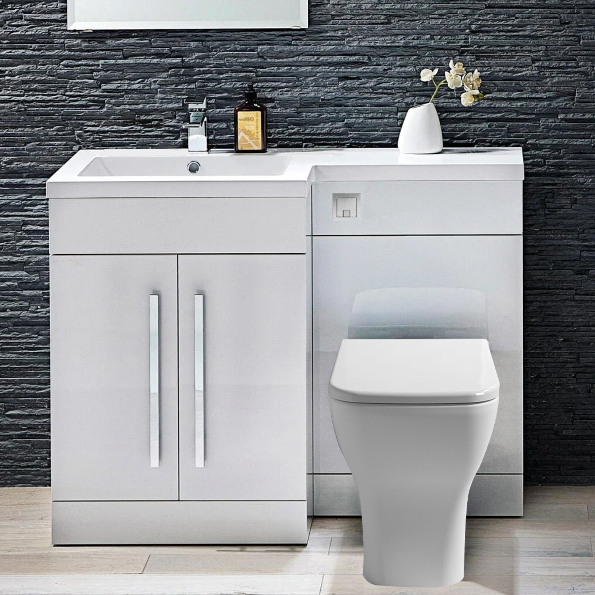 Arko Tana 1100mm Bathroom Vanity Unit Set Basin Sink Toilet WC Right Hand Furniture Storage - White