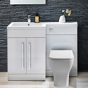 Arko Tana 1100mm Bathroom Vanity Unit Set Basin Sink Toilet WC Right Hand Furniture Storage - White