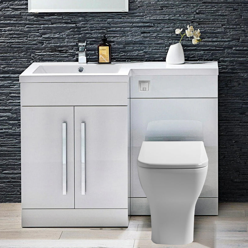Arko Tana 1100mm Bathroom Vanity Unit Set Basin Sink Toilet WC Right Hand Furniture Storage - White